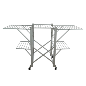 OEM/ODM Iron pipe plastic spraying folding clothes drying rack, with wheels moving outdoor drying clothes