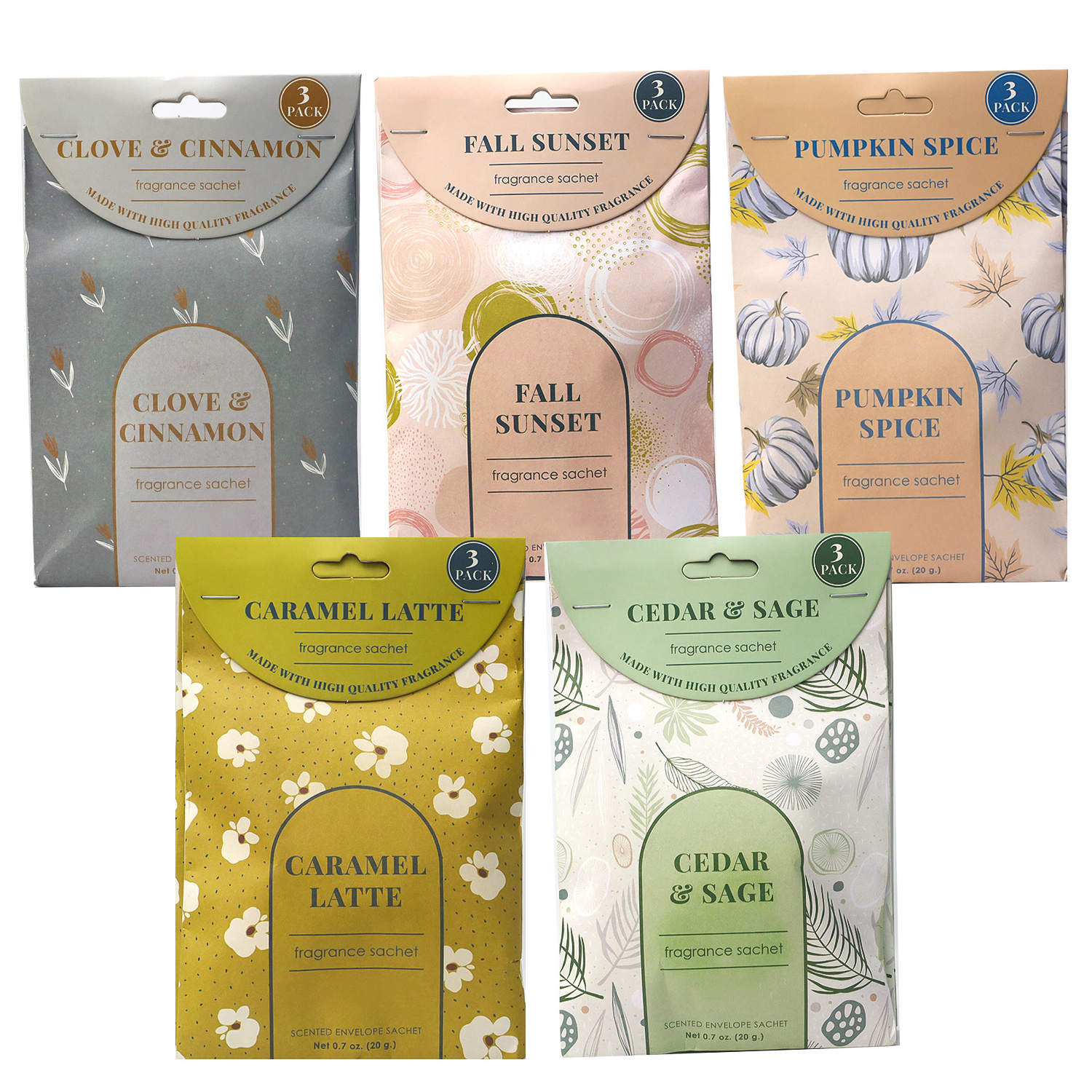 3pk/6pk air freshener custom wardrobe scented sachets bags for drawer and closet