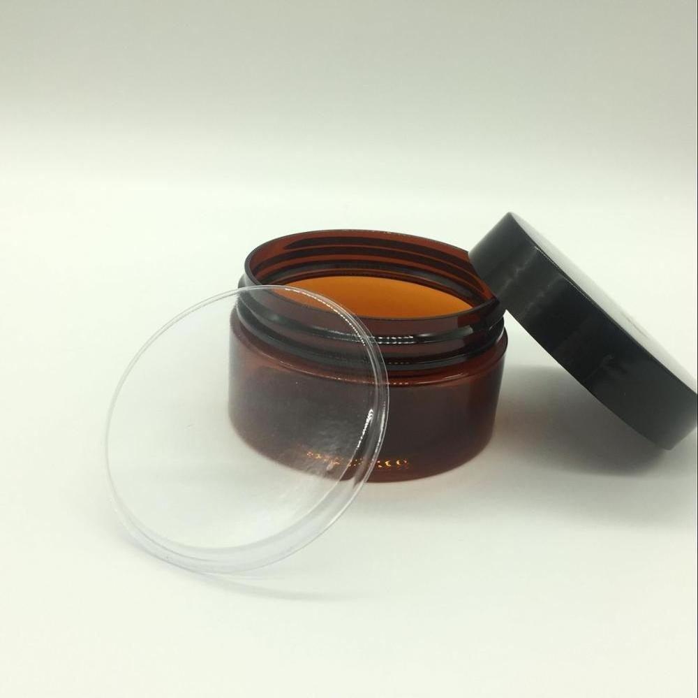 20g 50g 100g amber brown plastic PET cream jar / pot with black clear white lid