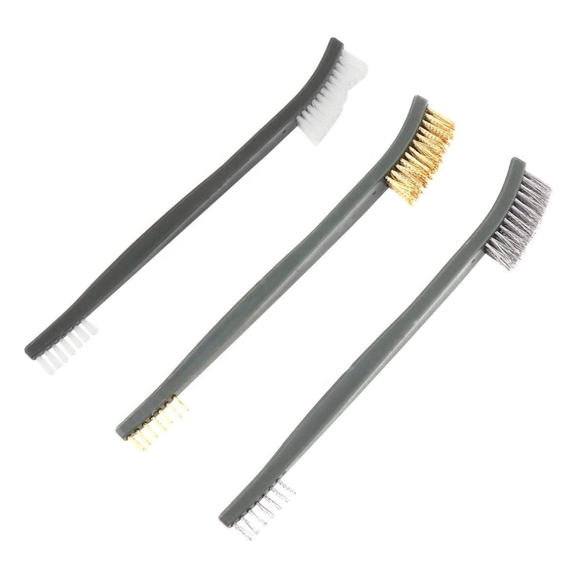 double-headed Gun Pipe Cleaning wire Brush 3-piece mini nylon brush set long toothbrush car detail brush