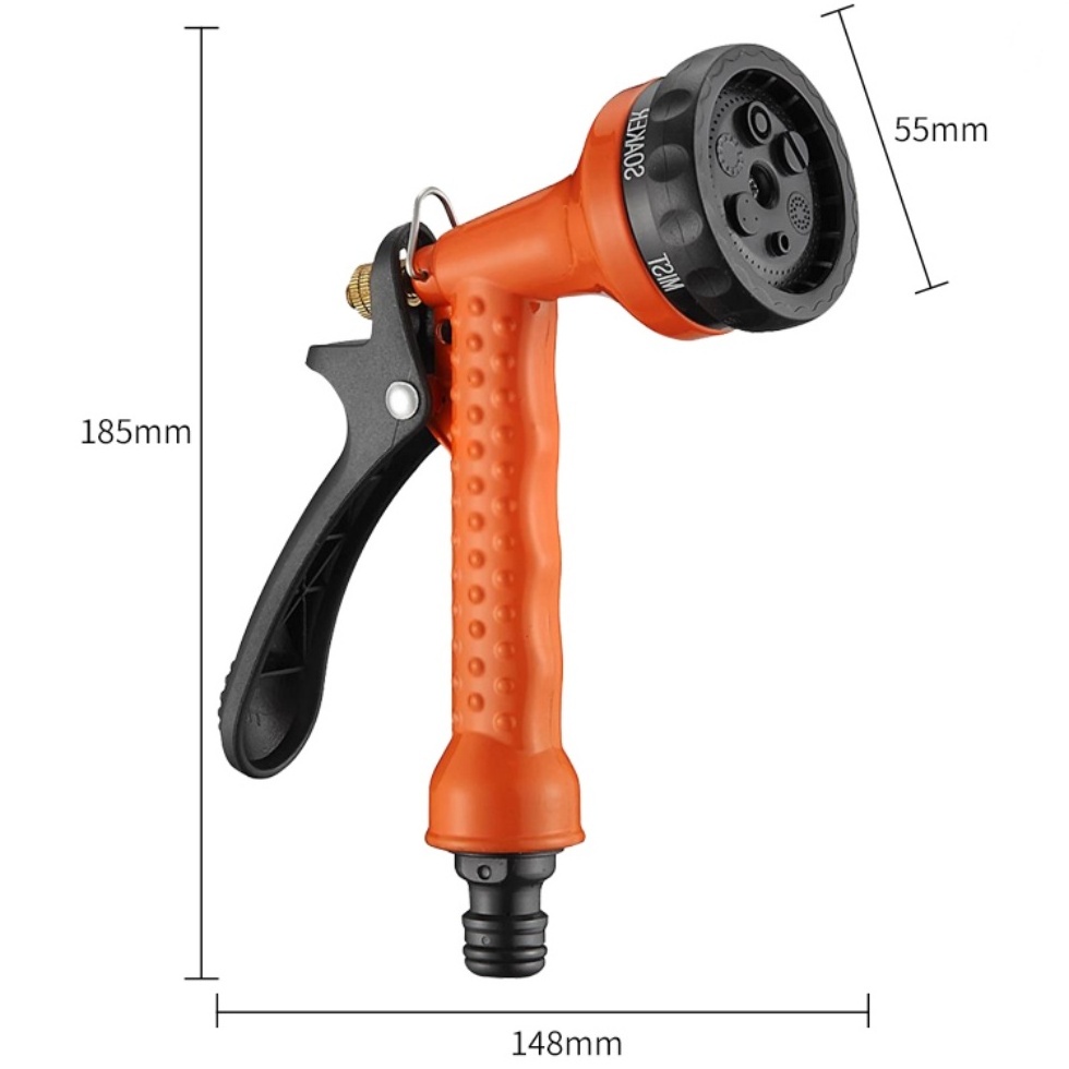 High Pressure Flexible Adjustable Gun Car Wash Sprayer 6 Function Water Hose Sprayer Nozzle Gun For Outdoor