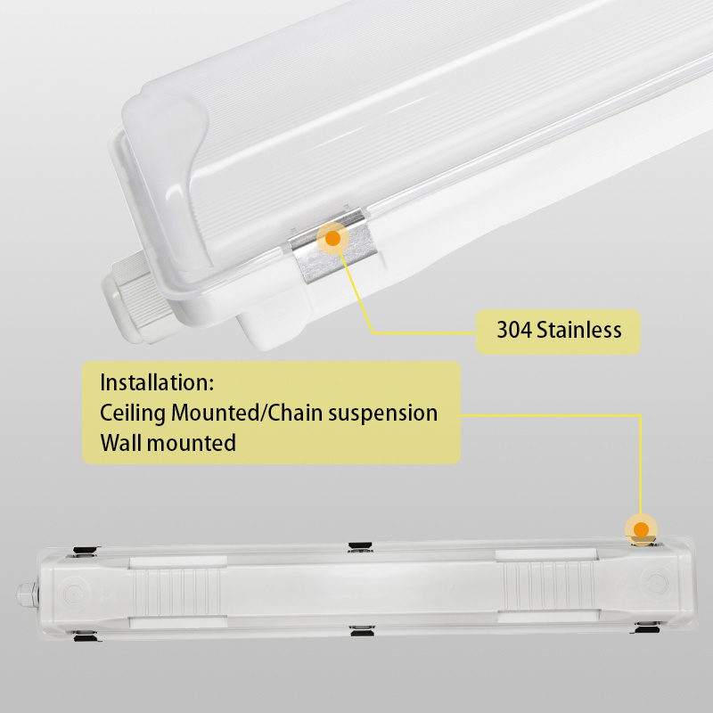 3000-6500k 140lm/w office 2FT-5FT Commercial Supermarket shop IP66 LED waterproof lighting Tri proof Light