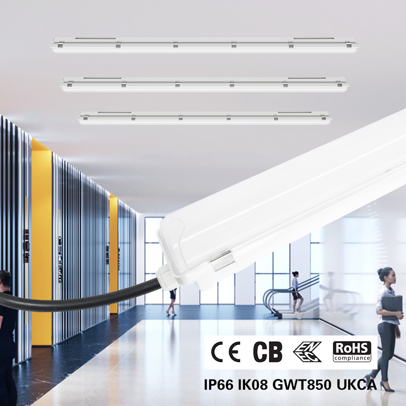 3000-6500k 140lm/w office 2FT-5FT Commercial Supermarket shop IP66 LED waterproof lighting Tri proof Light