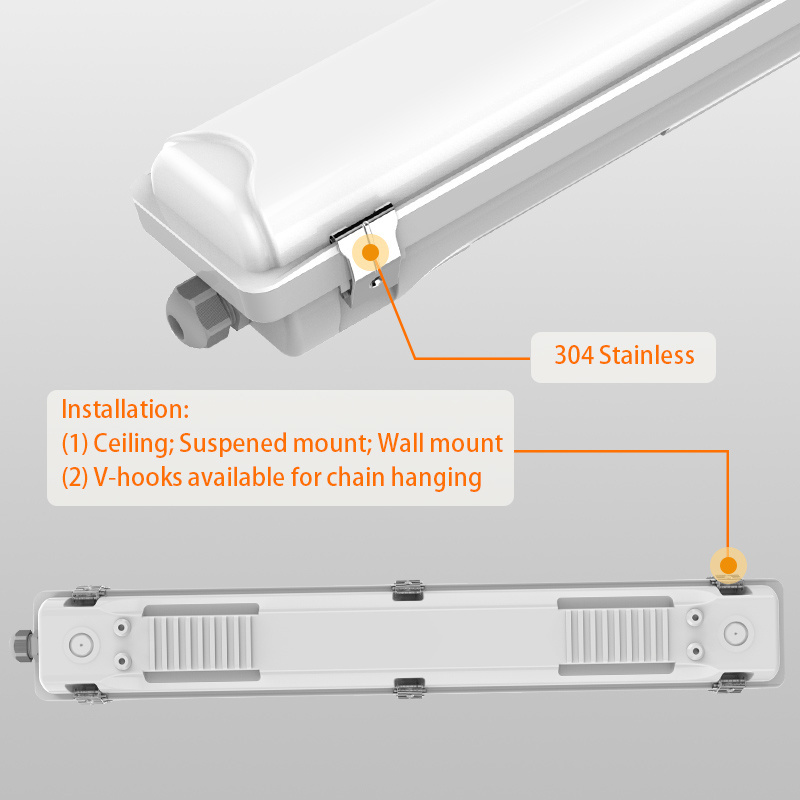 50000hrs high quality PC 2ft3ft 4ft 5ft 8ft fixture LED waterproof lighting IP66 Tri-proof Light