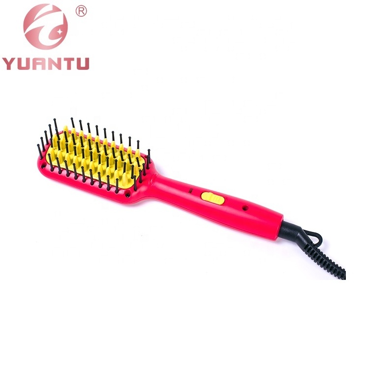 2017 New Electric Portable Mini Travel Hair Straightener Brush Ceramic Flat Iron Brush Hair Comb Hair Straightener Brush