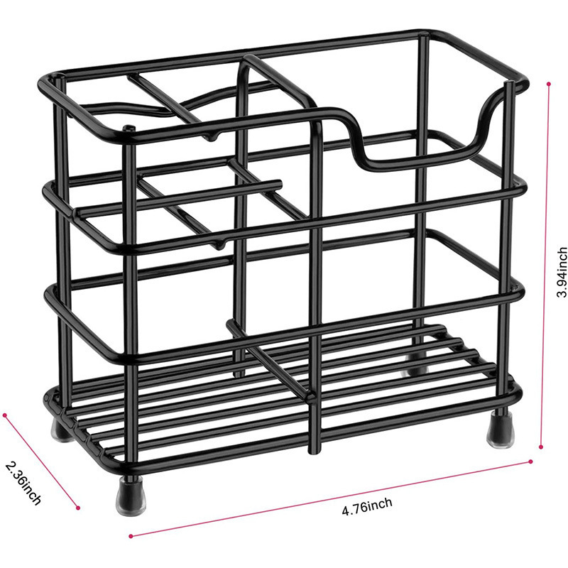 5 Slots Black Stainless Steel Bathroom Accessories Organizer for Small Spaces Small Toothbrush Holder