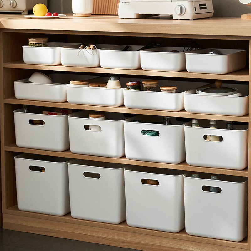 Modern Design Plastic Bins Large Storage with Lids for Organizing Baskets Home Desk Office