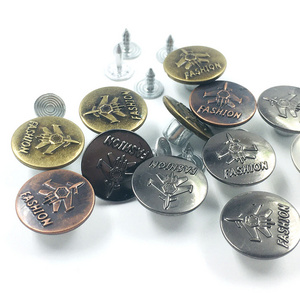 New Design Custom Logo High Quality Red Bronze 17Mm  Metal Tack Square Buttons For Jeans