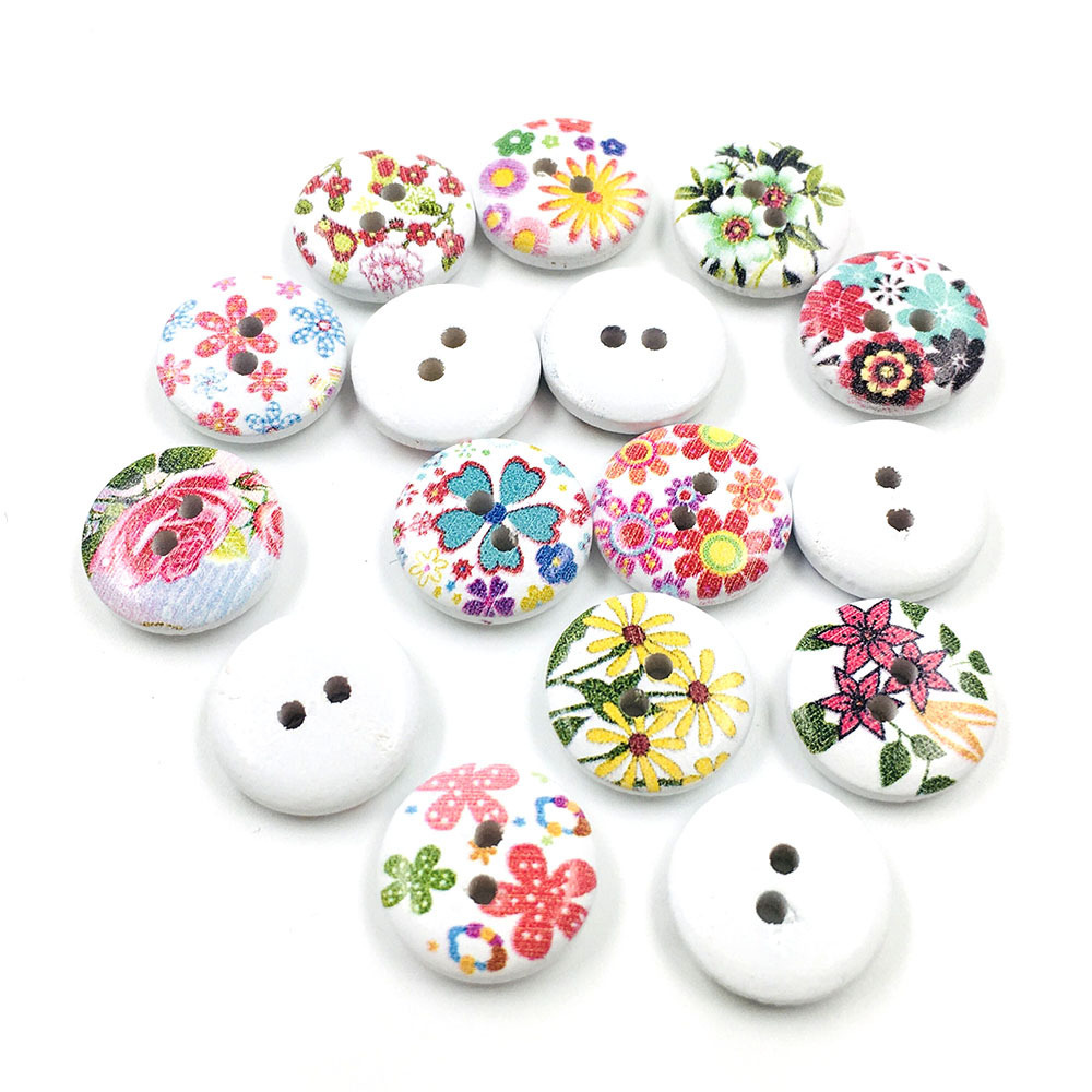 Wholesale Colorful Handmade Flower Large Wood Buttons