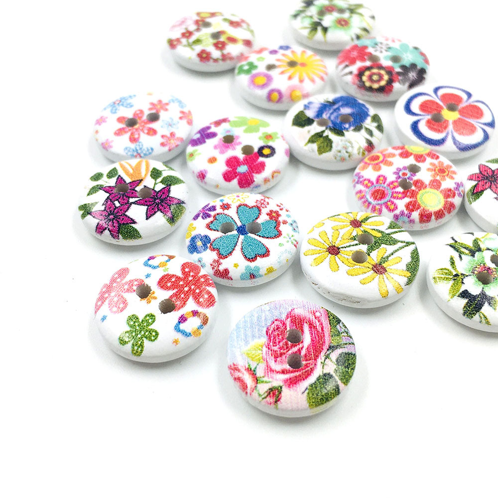 Wholesale Colorful Handmade Flower Large Wood Buttons