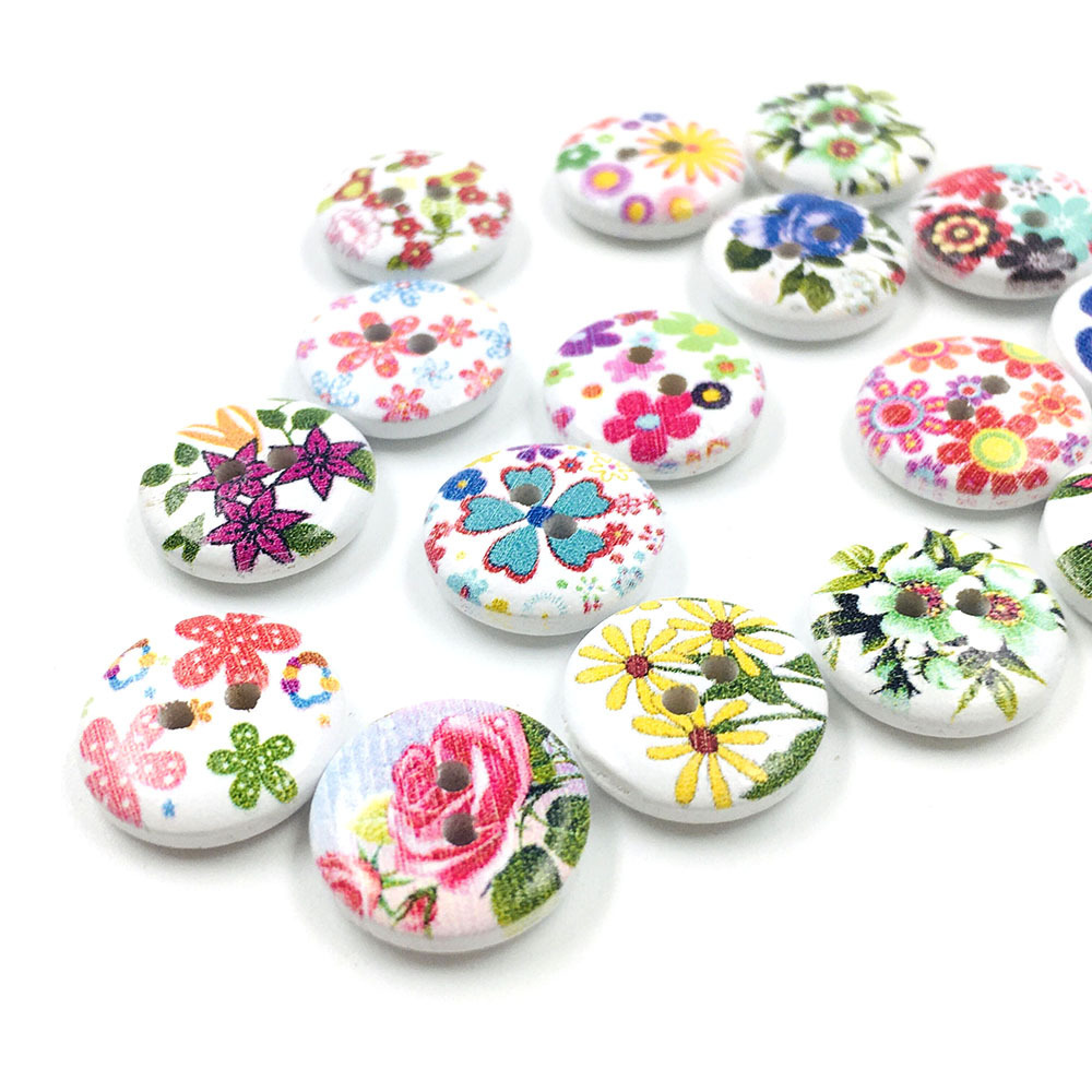 Wholesale Colorful Handmade Flower Large Wood Buttons