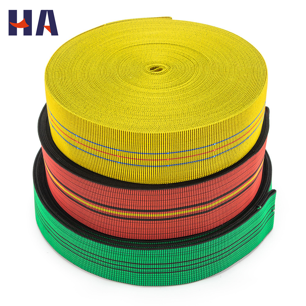 Hot Selling Wholesale Custom OEM Elastic Sofa Tape 25mm 30mm 35mm 40mm 45mm Green And Colorful Knitted Elasticity Webbing