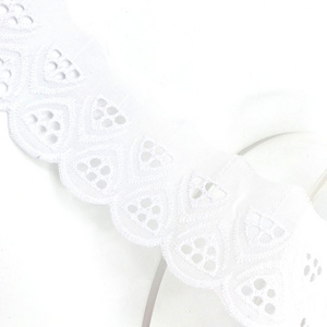 New Arrival High Quality  Embroidered Lace Tulle Fabric White Tulle Mesh Swiss Cotton Voile Lace