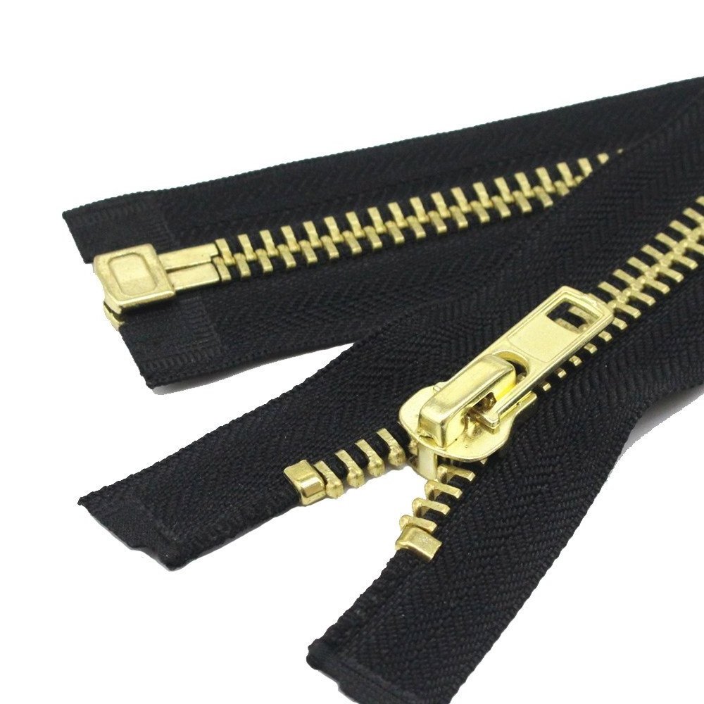 Wholesale price custom logo closed end semi auto lock slider black gold 3# 4# 5# 7# 8# metal zipper for jacket handbags