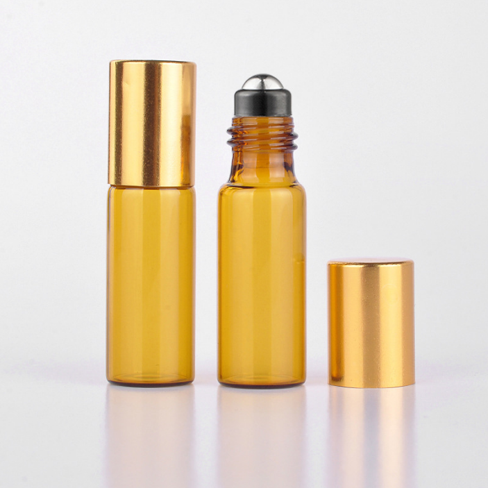 Amber Brown Roller Ball 2ml 3ml 5ml 10ml Perfume Oil Cosmetic Empty Roll On Bottle Glass Essential Oil Rollon Bottle