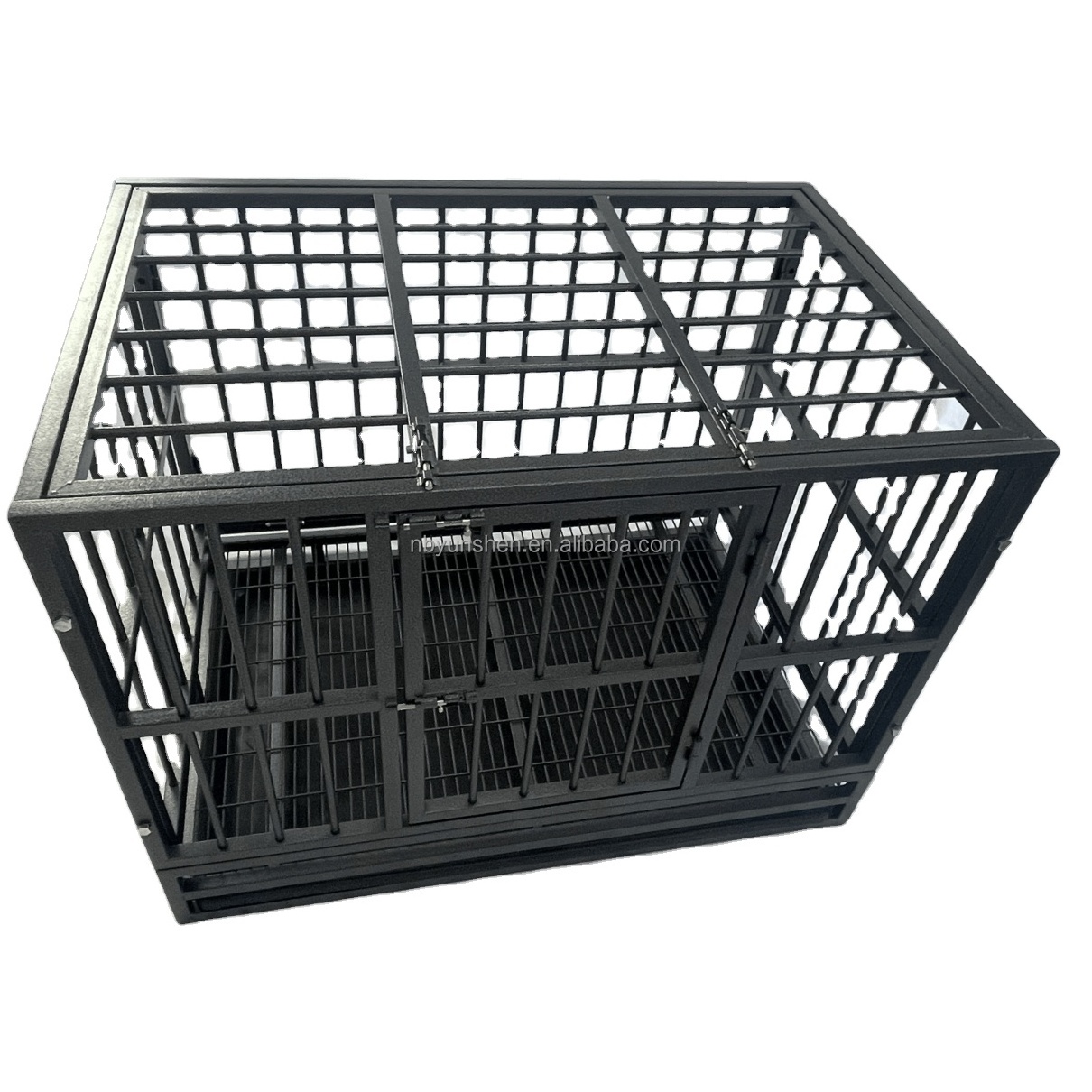 iron fence 37 inch heavy-duty iron metal dog cage breathable pet kennel folded stackable crates