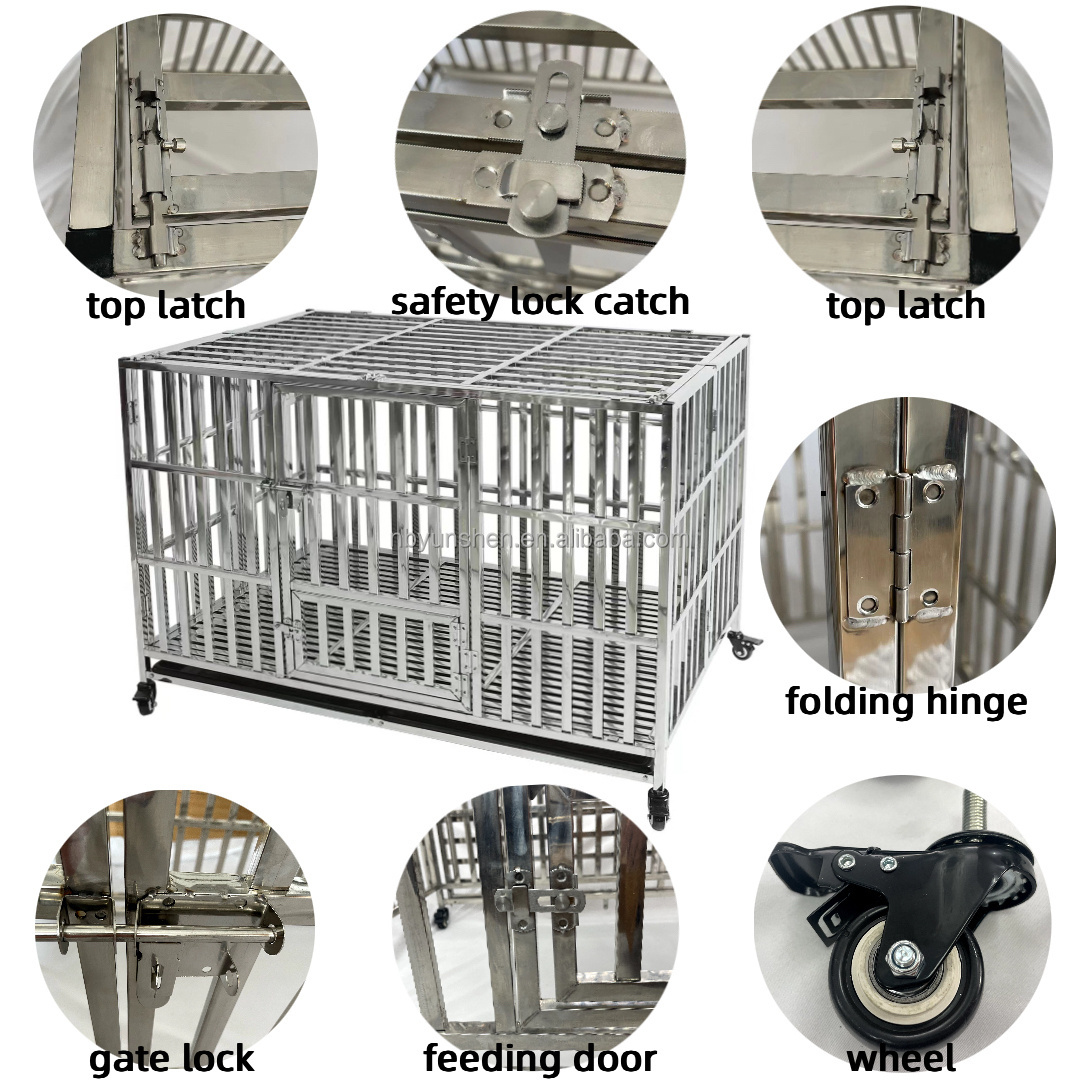 37 Inch Customizable Dog Cage With Wheels folding crates Visibility Dog Kennels Large Outdoor