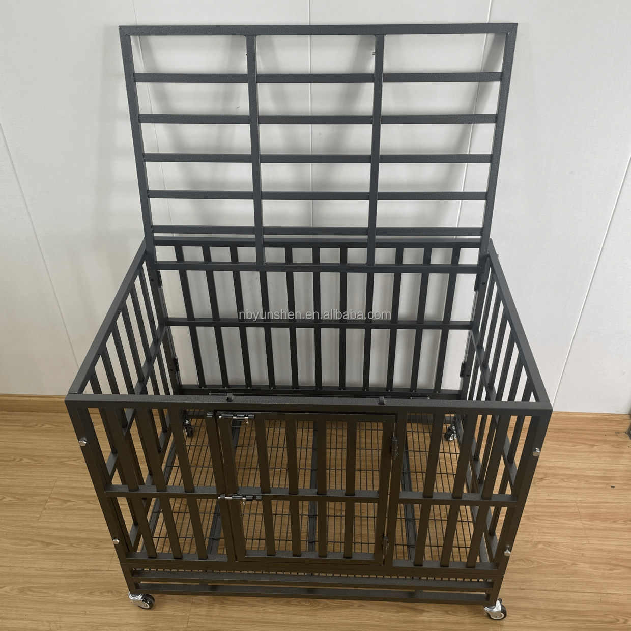 heavy duty kennel stackable pet cages iron metal 37inch breathable comfortable indoor&outdoor folded