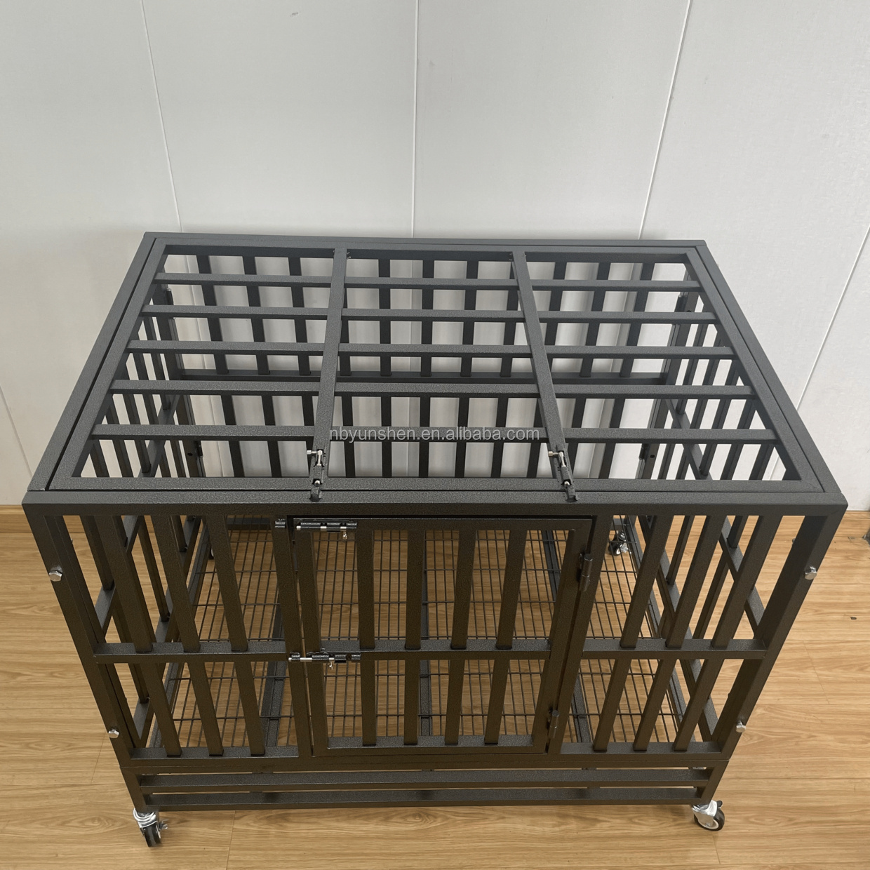 folded iron metal pet cages stackable crates heavy-duty customizable breathable folded dog cage pet kennel