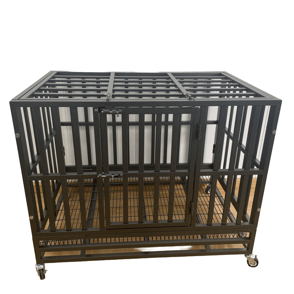 heavy duty kennel stackable pet cages iron metal 37inch breathable comfortable indoor&outdoor folded