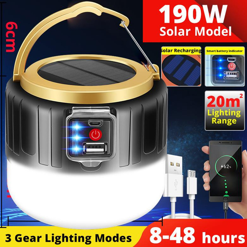 Solar charging super bright LED camping light tent light household emergency outdoor lighting with power bank