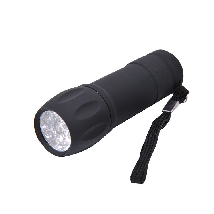 Manufactory wholesale 9 LED Mini Flashlight with 3 AAA Battery power  led torch light