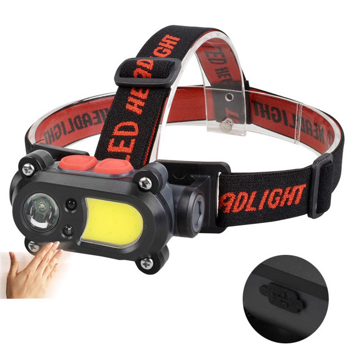 Outdoor Camping Waterproof 18650 battery Head Light Super Bright Led Usb Rechargeable Cob Motion Sensor Headlamp for hiking