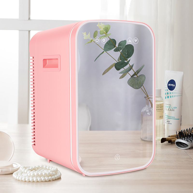 Wholesale 10 liter cosmetic fridge led mirror Portable Customized mini glass fridge skincare fridge for cosmetics