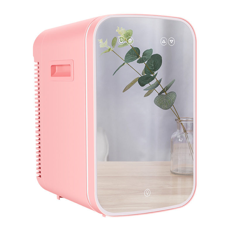 Wholesale 10 liter cosmetic fridge led mirror Portable Customized mini glass fridge skincare fridge for cosmetics