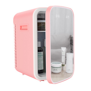 Wholesale 10 liter cosmetic fridge led mirror Portable Customized mini glass fridge skincare fridge for cosmetics