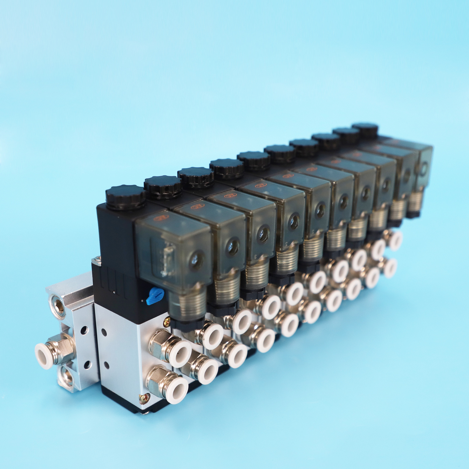 top quality connector din 43650 air directional solenoid valve block 5 way 220V 1/4 pneumatic manifold solenoid valves