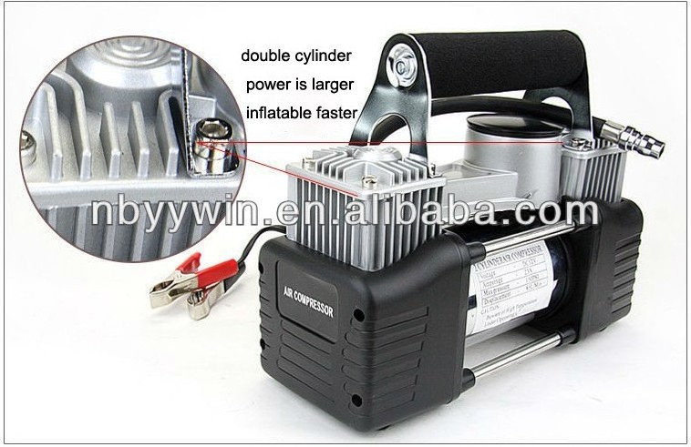 (WIN-733)New 12V Double-Cylinder Car inflatable Pump Air Compressor Tire Inflators Tool