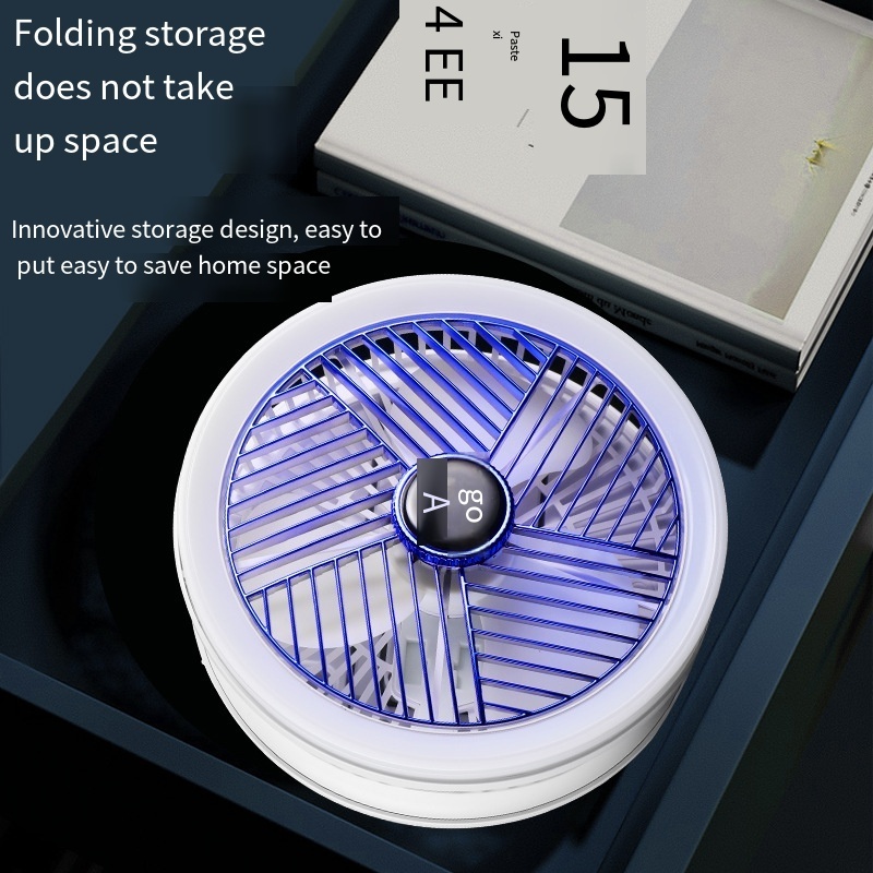 Newest Multi-Function Folding San Small Night Light Bedroom Small Fan Wall Hanging Rotating Ceiling 300 Degree Fan