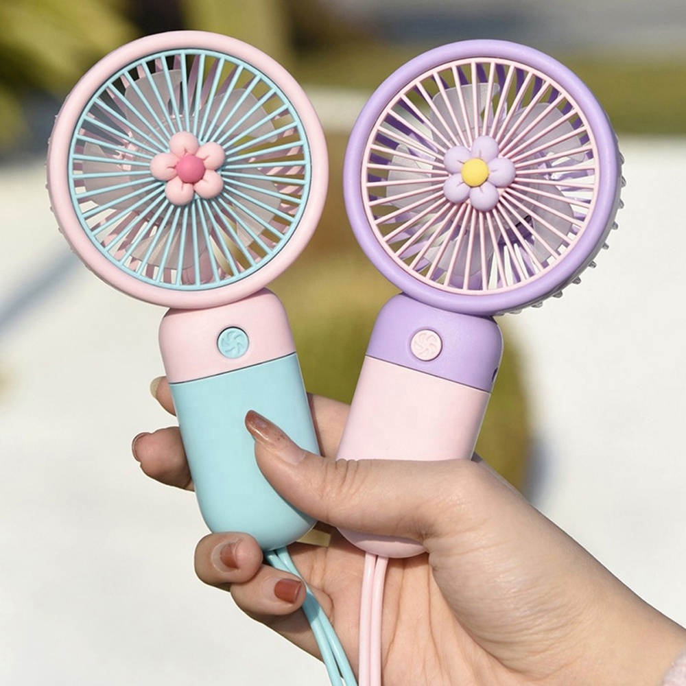 Rechargeable Portable Electric Summer Fan Home Outdoor Standing Mobile Handheld Convenient Cute Flower Mini USB Fan