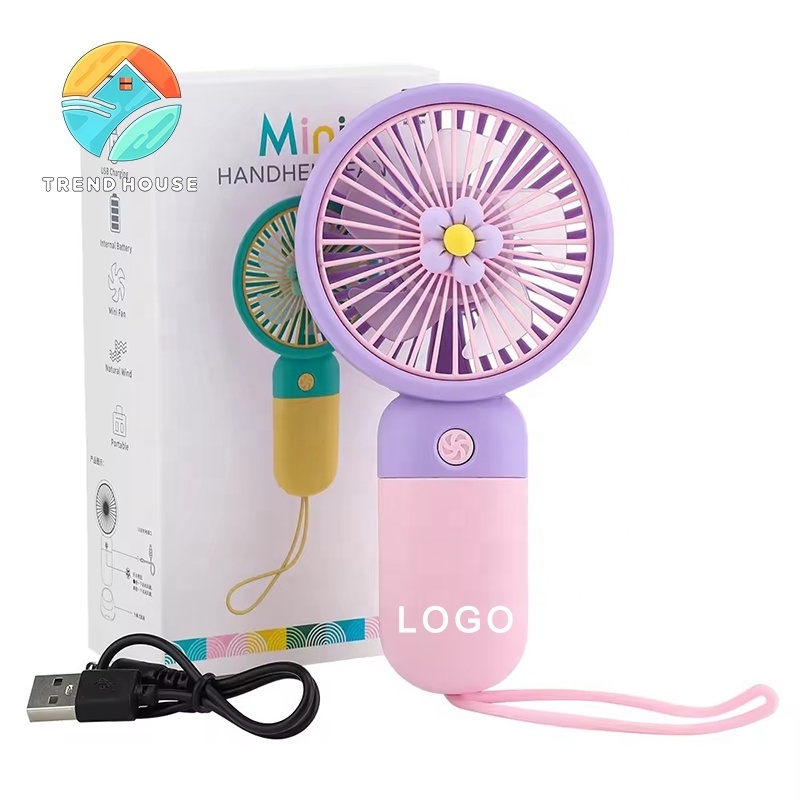 Rechargeable Portable Electric Summer Fan Home Outdoor Standing Mobile Handheld Convenient Cute Flower Mini USB Fan