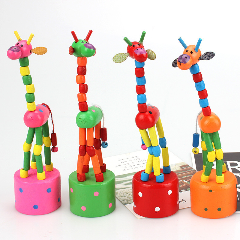 Wooden Mini Dancing Giraffe Toys Kids Funny Wooden Swing Finger Animal Puppets Toys