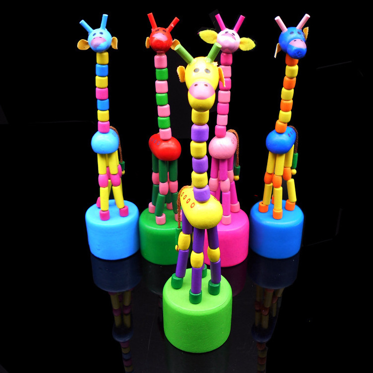 Wooden Mini Dancing Giraffe Toys Kids Funny Wooden Swing Finger Animal Puppets Toys