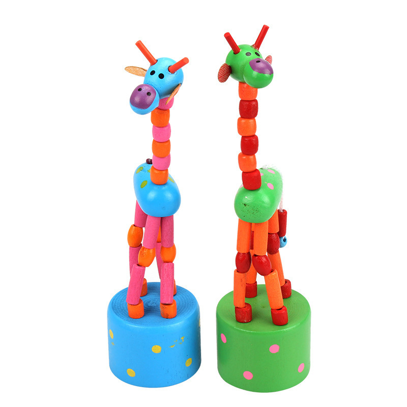 Wooden Mini Dancing Giraffe Toys Kids Funny Wooden Swing Finger Animal Puppets Toys