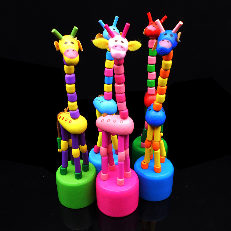 Wooden Mini Dancing Giraffe Toys Kids Funny Wooden Swing Finger Animal Puppets Toys