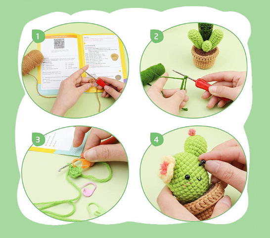 Custom Kids Educational Animal Yarn Learning Diy Mini Handmade Craft Crochet Kit For Kids