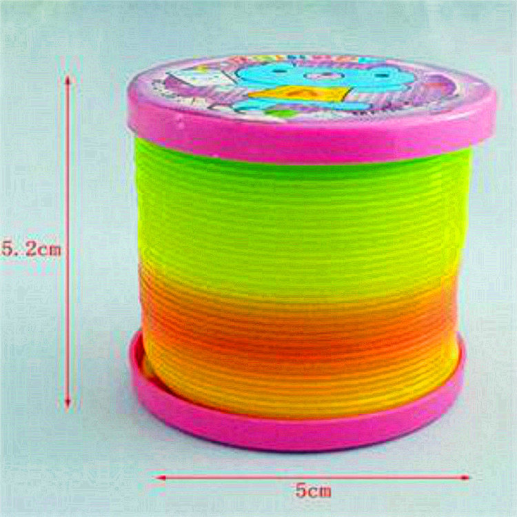 fashion rainbow color spring elastic magic ring colorful circle kids educational toy