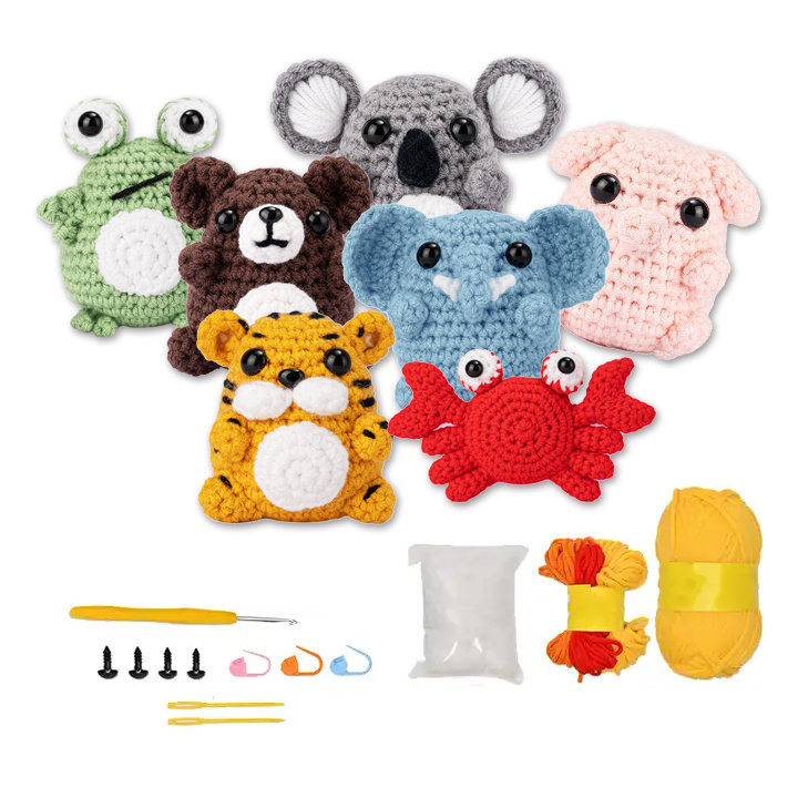 Custom Kids Educational Animal Yarn Learning Diy Mini Handmade Craft Crochet Kit For Kids