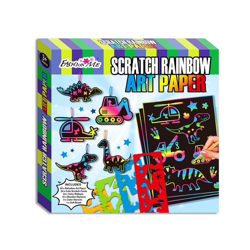 Kids Magic Scratch Off Paper Crafts Arts Kits With 10 Wooden Stylus Scratch Paper Art Set