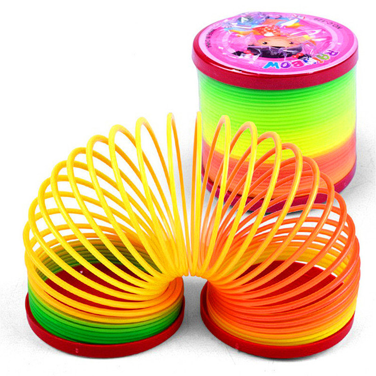 fashion rainbow color spring elastic magic ring colorful circle kids educational toy