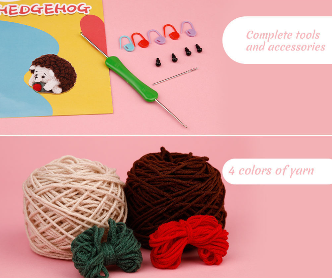 Custom Kids Educational Animal Yarn Learning Diy Mini Handmade Craft Crochet Kit For Kids