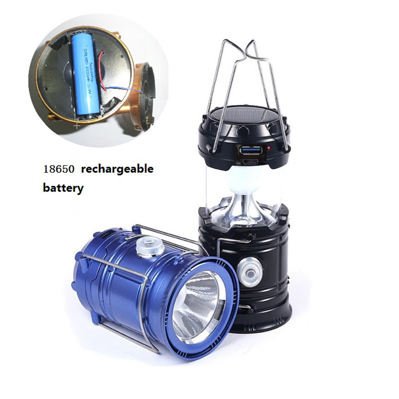 Solar Telescopic Camping Light 18650 Battery Solar Power Outdoor Led Tent Camping Lantern