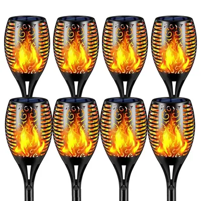 33led 96led Solar Flame Lights Dancing Fire Flame Effect Outdoor Garden Stake Light For Driveway Pathway