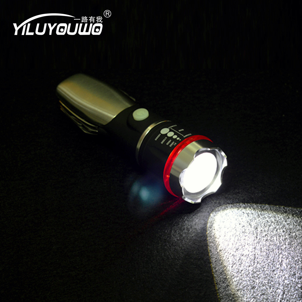 TV Promotional Gift Super Bright Zoom Flashlight Aluminum Tactical Led Torch with Small Knife Tool Set