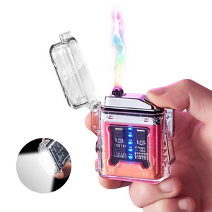 Electric Dual Arc Plasma Lighters Waterproof Windproof 3 Mode Led Torch Multi Functional Lighter Flashlight