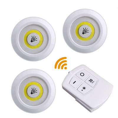 3 Pack Ultra Bright Kitchen Cabinet Led Puck Light Battery Powered Wireless Cob Closet Night Light with Remote Control